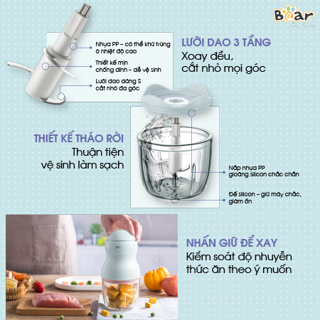 Máy xay ăn dặm 0.3L Bear - Ảnh 5