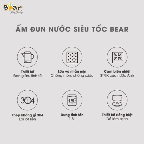 Ấm siêu tốc 1.5L Bear - Ảnh 5